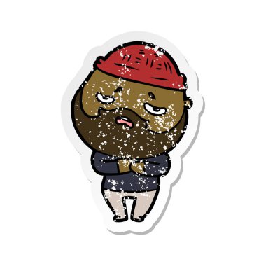 sakallı bir karikatür sıkıntılı etiket endişeli