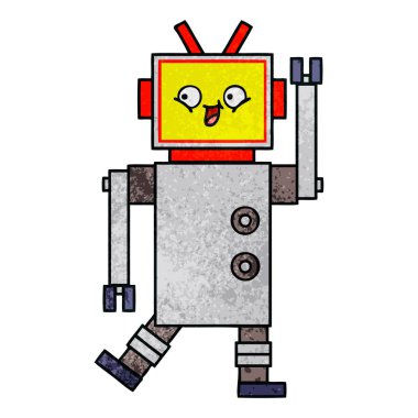 Retro grunge doku çizgi film robot