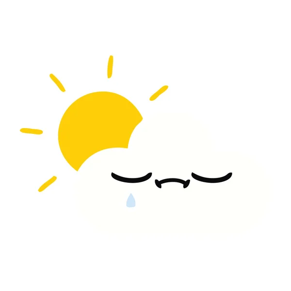 Плоский цветной ретро мультфильм о солнечном свете и облаках — стоковый вектор