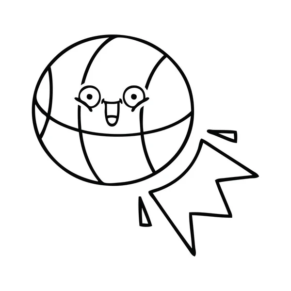 Dessin Trait Dessin Animé Basketball — Image vectorielle