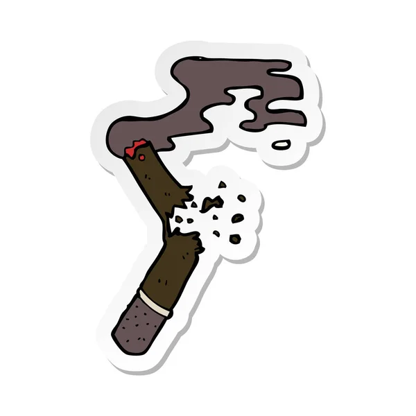 Sticker van een cartoon gebroken sigaar — Stockvector