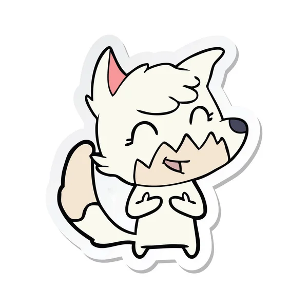 Sticker Van Een Happy Cartoon Fox — Stockvector