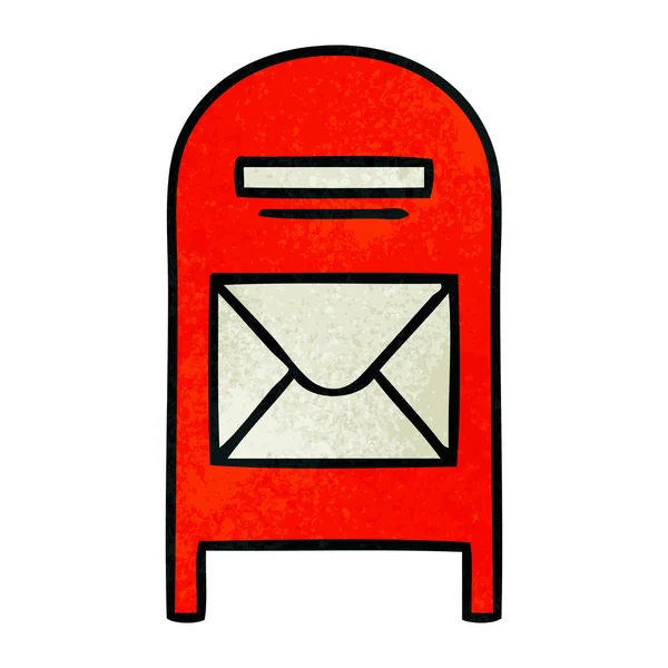Retro grunge texture cartoon mail box — Stock Vector