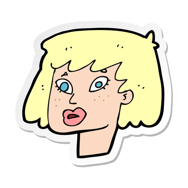 Sticker Van Een Cartoon Vrij Vrouwelijke Gezicht — Stockvector