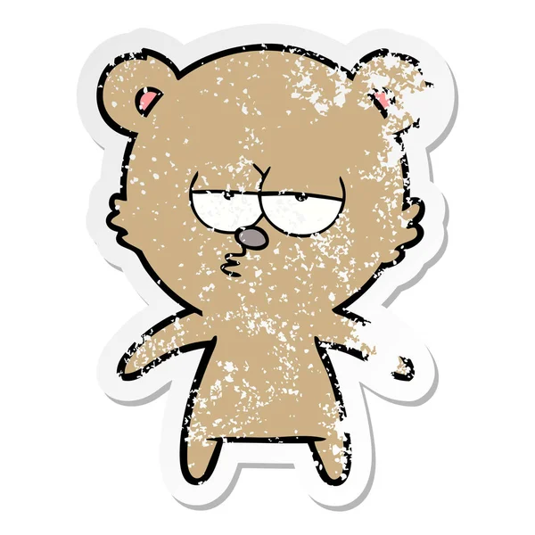 Calcomanía Angustiada Oso Aburrido Dibujos Animados — Vector de stock