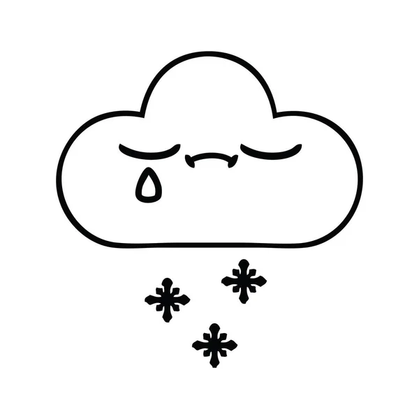 Linea disegno fumetto neve nube — Vettoriale Stock