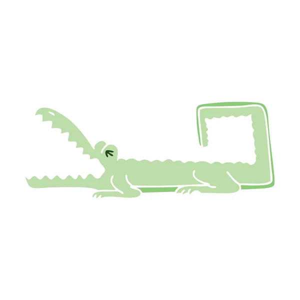 Handgezeichnetes Skurriles Cartoon Krokodil — Stockvektor
