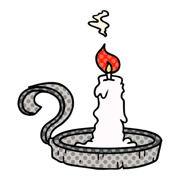 Handgezeichnetes Cartoon Doodle Eines Kerzenhalters Und Brennender Kerze — Stockvektor
