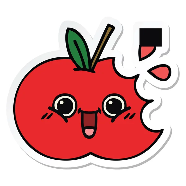 สติกเกอร์ของการ์ตูนน่ารัก แอปเปิ้ลสีแดง — ภาพเวกเตอร์สต็อก