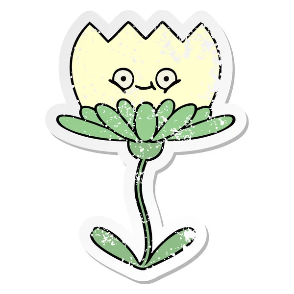 Distressed sticker of a cute cartoon flower — Stock Vector