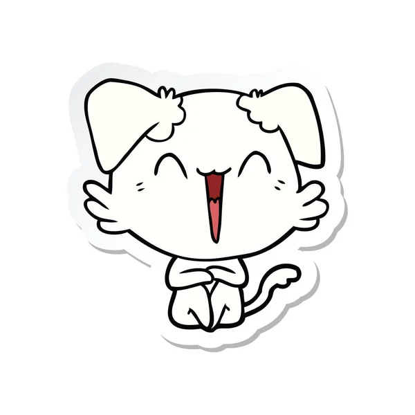 Sticker of a happy little dog cartoon — Stock Vector