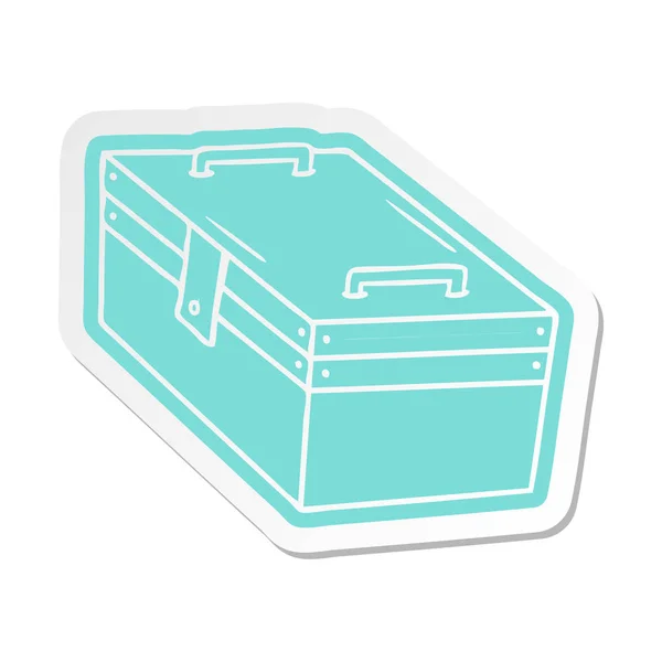 Cartoon sticker of a metal tool box — Stock Vector