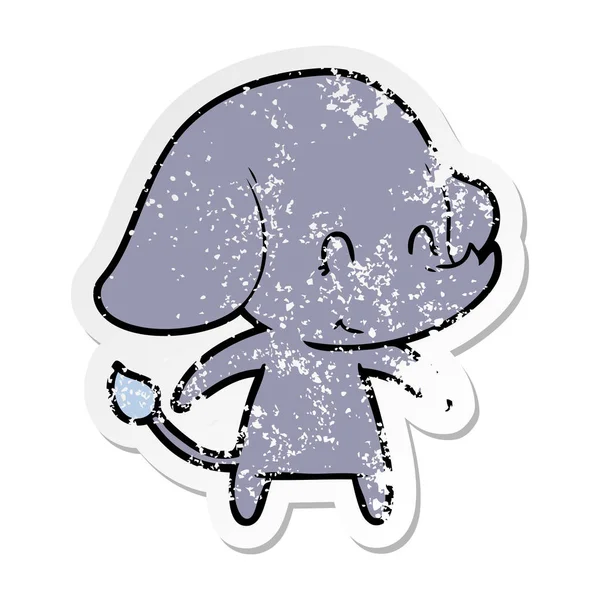 Distressed Sticker Cute Cartoon Elephant — Stock Vector