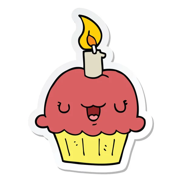 Pegatina Cupcake Dibujos Animados — Vector de stock