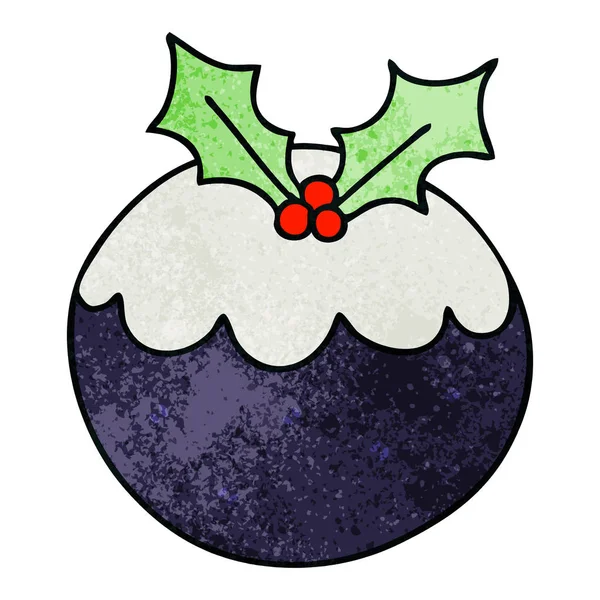 Disegnato Mano Eccentrico Cartone Animato Budino Natale — Vettoriale Stock
