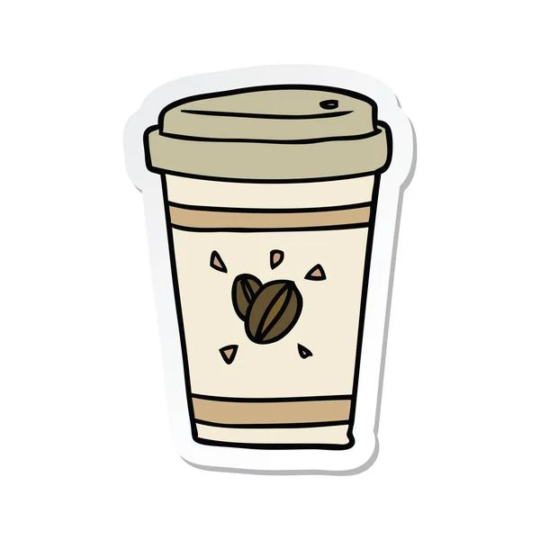 Autocollant d'un café à emporter dessin animé — Image vectorielle