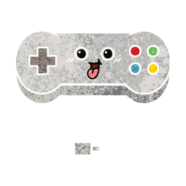 Controlador de juego de dibujos animados estilo retro ilustración — Vector de stock