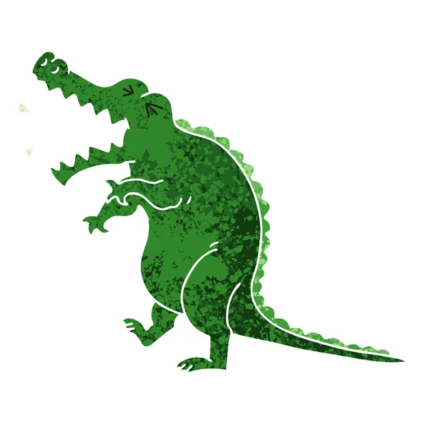 Skurrile Retro-Illustration Stil Karikatur Krokodil — Stockvektor