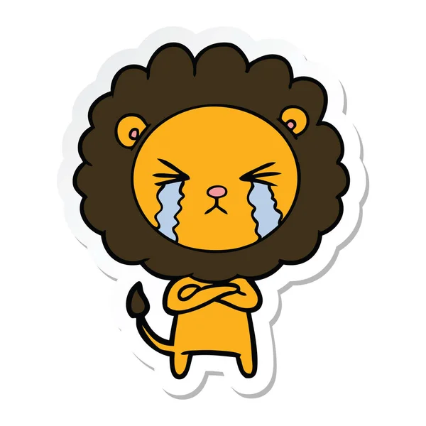 Pegatina de un león llorón de dibujos animados — Vector de stock