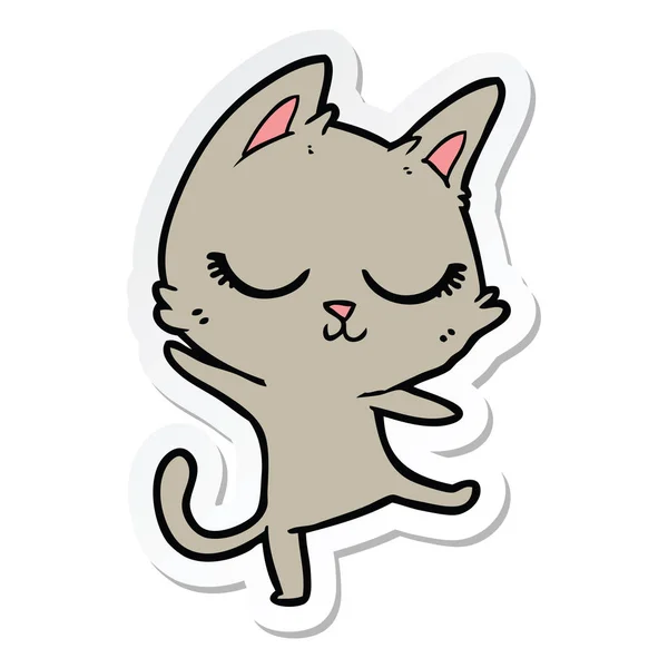 Sticker of a calm cartoon cat — Stock Vector