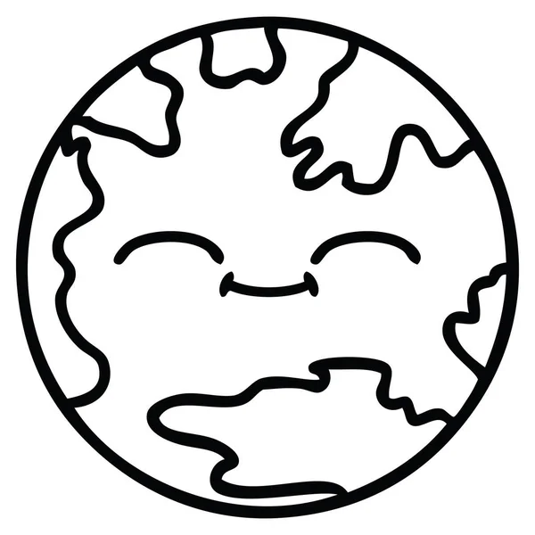 Dessin au trait dessin animé planète terre — Image vectorielle