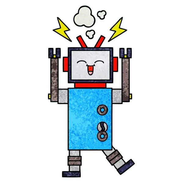 Retro Grunge Textur Cartoon Roboter — Stockvektor