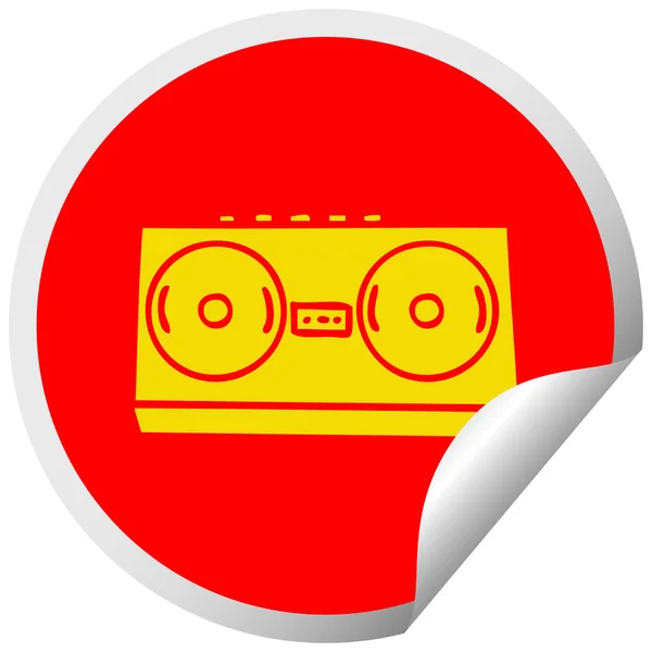 Circular peeling sticker cartoon retro radio — Stock Vector