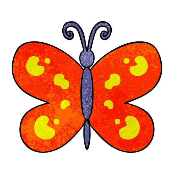 Mano Dibujado Peculiar Mariposa Dibujos Animados — Vector de stock