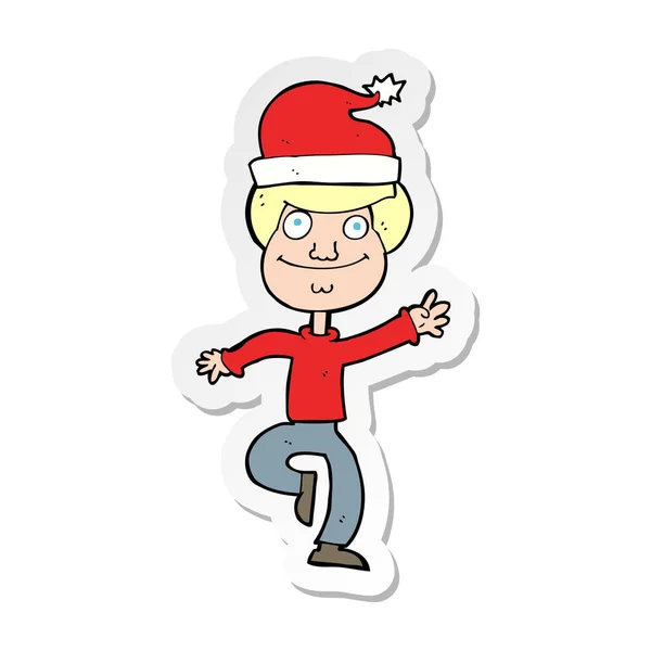 Sticker van een cartoon man klaar voor kerst — Stockvector