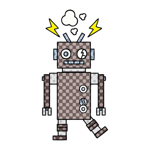 Мультяшный неисправный робот — стоковый вектор