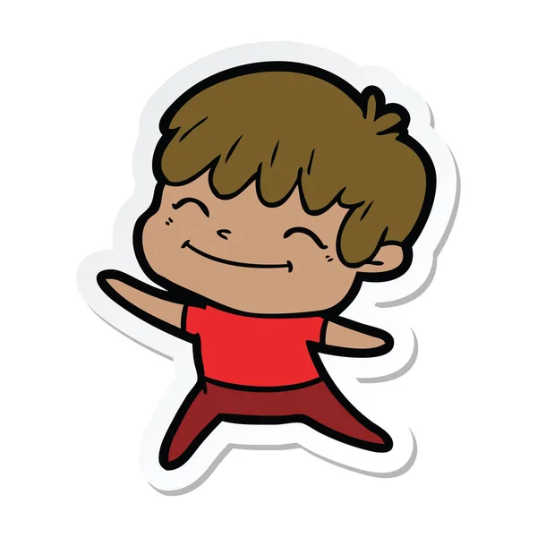 Sticker van een cartoon gelukkige jongen — Stockvector