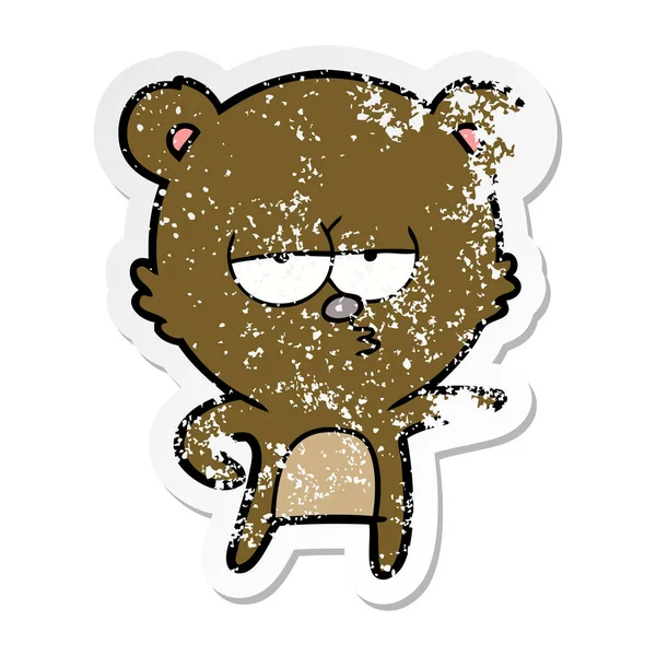 Aufkleber eines gelangweilten Bären-Cartoons — Stockvektor