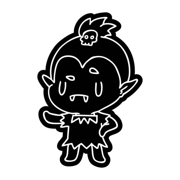 Icono Dibujos Animados Kawaii Chica Vampiro Lindo — Vector de stock