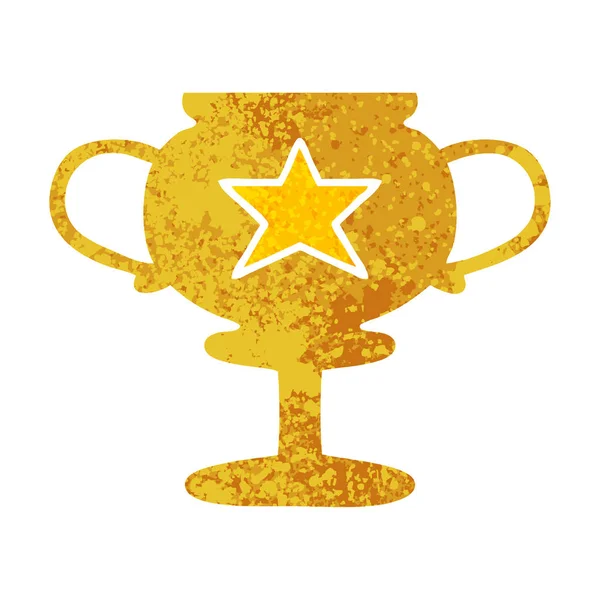 Retro illustration style cartoon gold trophy — Stock Vector