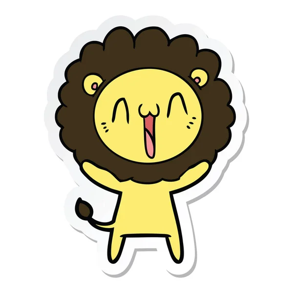 Etiqueta de um leão feliz dos desenhos animados — Vetor de Stock