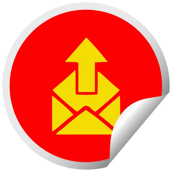 Desenho Animado Etiqueta Descascamento Circular Sinal Mail —  Vetores de Stock