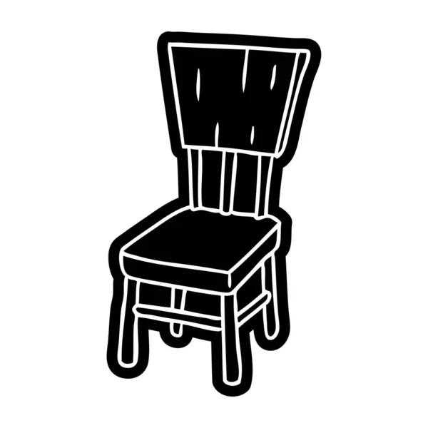 Ikon gambar kartun dari kursi kayu - Stok Vektor