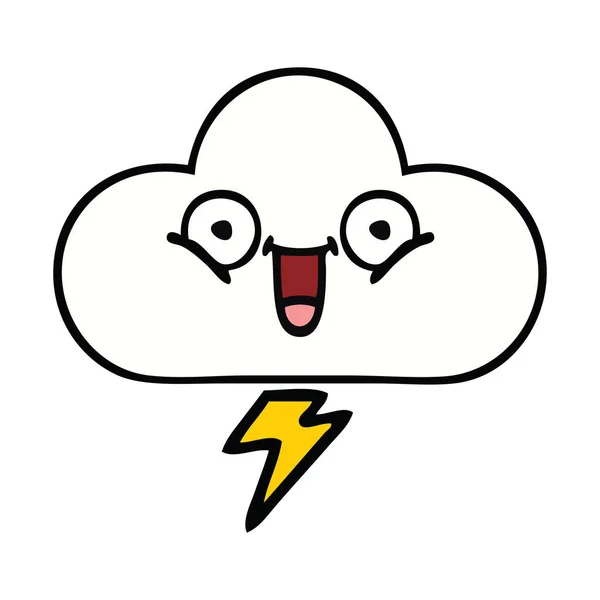 Linda nube de trueno de dibujos animados — Vector de stock