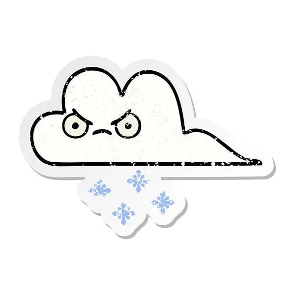 一个可爱的卡通雪云苦恼的贴纸 — 图库矢量图片