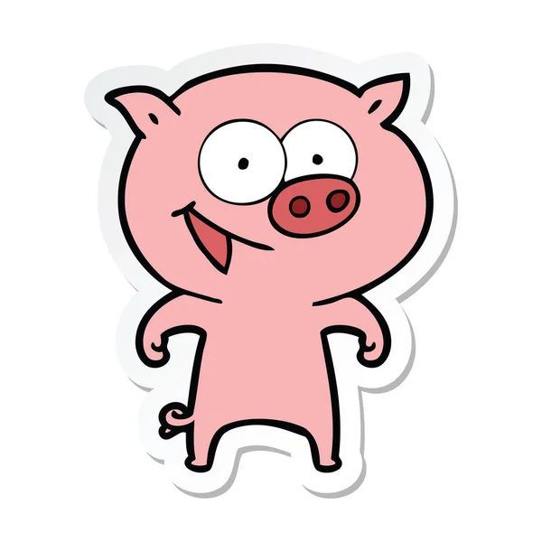 陽気な豚漫画のステッカー — ストックベクタ