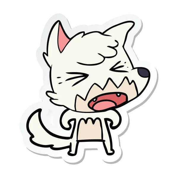 Sticker of a angry cartoon fox — Stock Vector