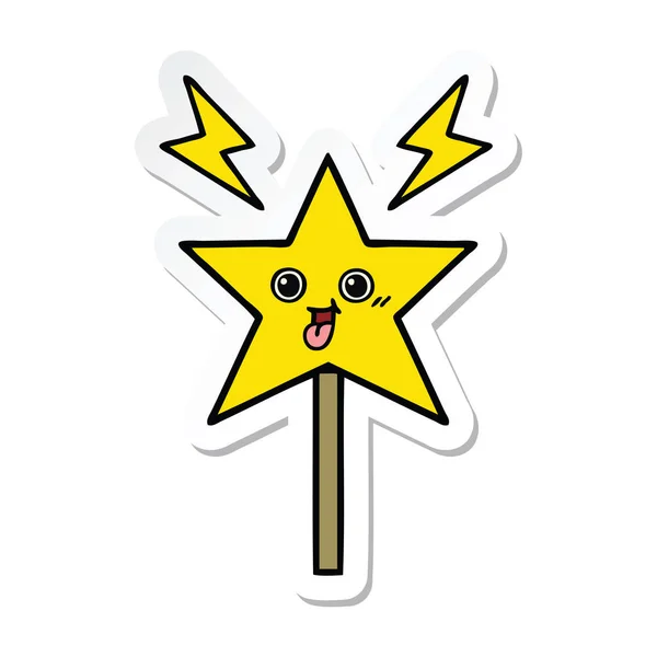 Sticker Cute Cartoon Magic Wand — Stock Vector