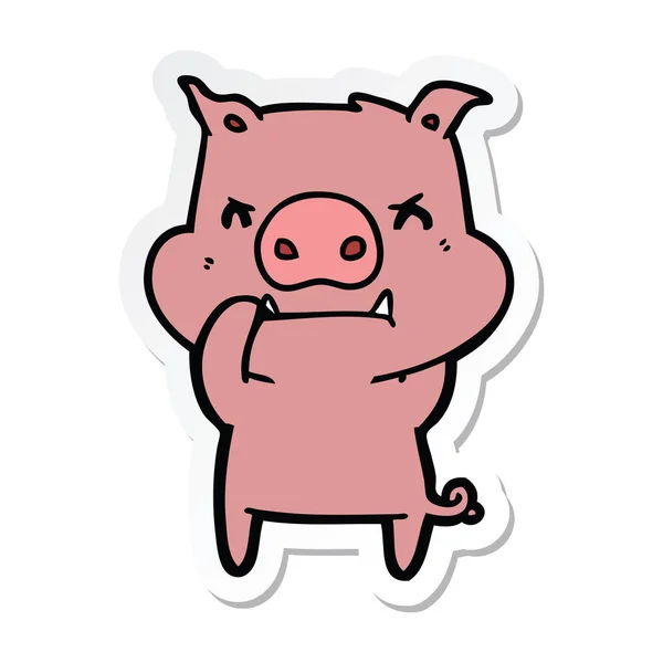 Autocollant d'un cochon de dessin animé en colère — Image vectorielle