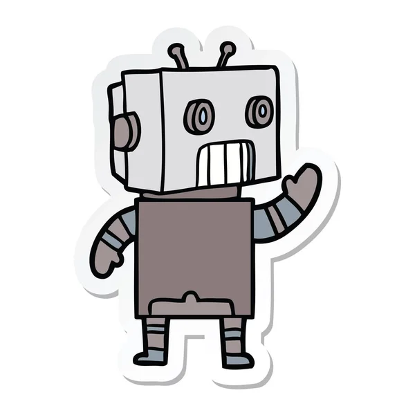 Pegatina Robot Dibujos Animados — Vector de stock