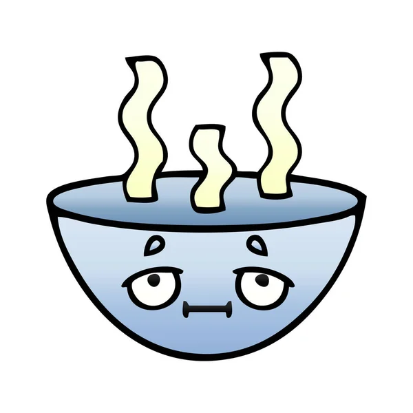 Dégradé Ombre Dessin Animé Bol Soupe Chaude — Image vectorielle