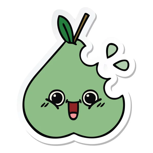 Sticker voor een leuke cartoon groene pear — Stockvector