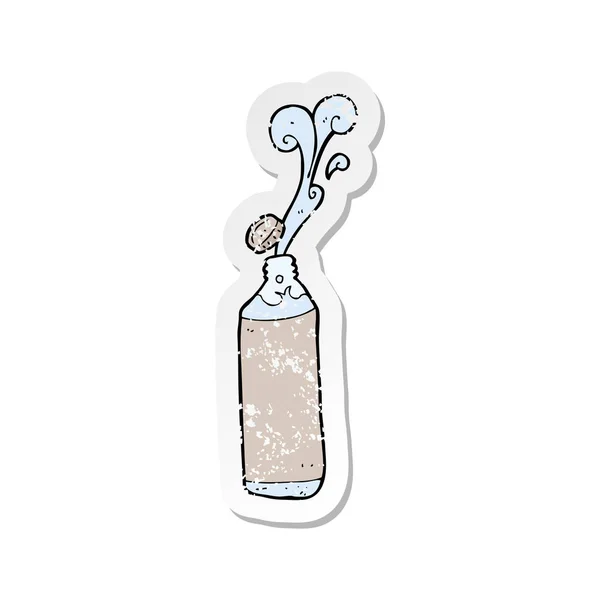 Retro Adesivo Angosciato Una Bottiglia Succo Cartone Animato — Vettoriale Stock