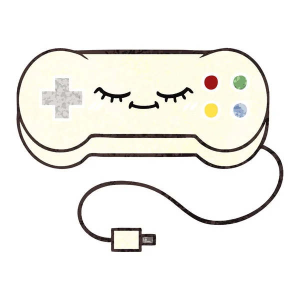 Controlador de juego de dibujos animados estilo retro ilustración — Vector de stock