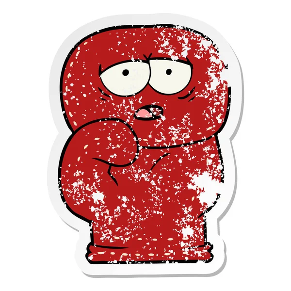 bir çizgi film boks eldiven sıkıntılı etiket