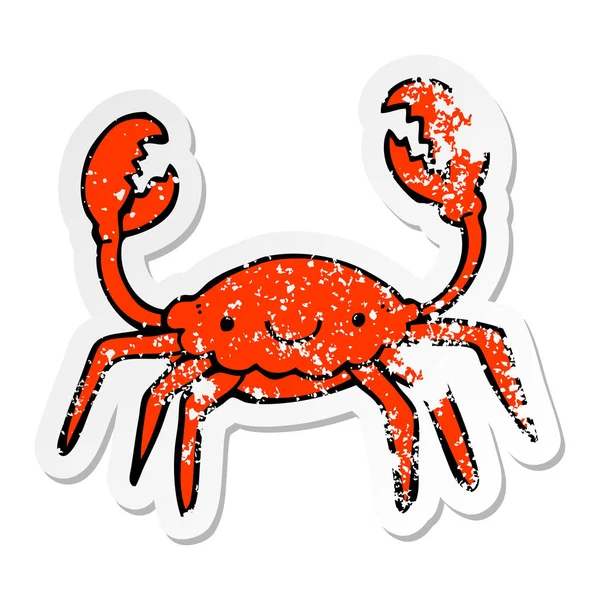 Etiqueta angustiada de um caranguejo de desenho animado —  Vetores de Stock